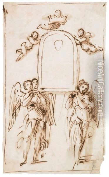 Angeli Che Portano In Processione Un' Immagine Della Madonna Oil Painting - Guido Reni