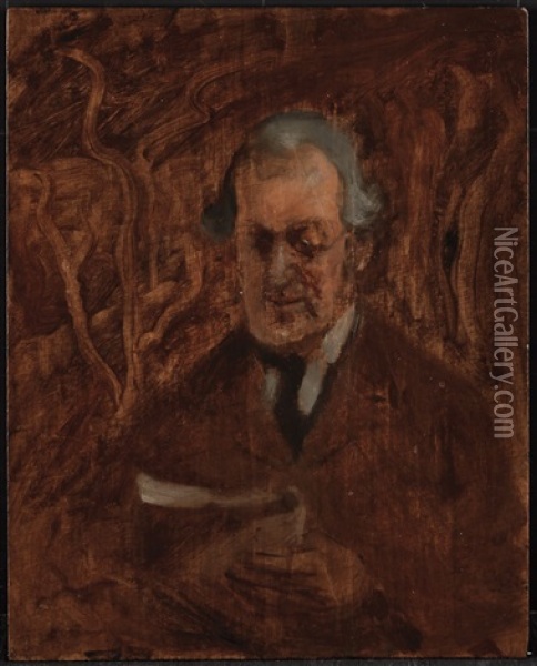 Portrait Of A Man Reading Oil Painting - Raymond McIntyre