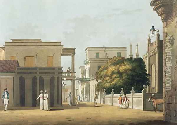 A View of Part of St. Thome Street, Fort St. George, plate 12 from Twenty Four Views in Hindostan, engraved by H. Merke, pub. by Edward Orme (1774-c.1820) 1804 Oil Painting - Colonel Francis Swain Ward