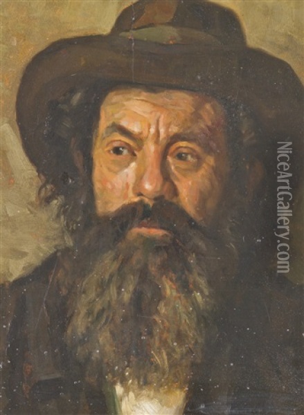 Brustportrat Eines Bartigen Mannes Mit Hut Oil Painting - Ilya Repin