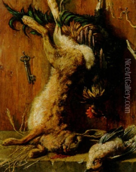 Jagdstilleben Mit Erlegtem Hasen Oil Painting - Victor Mueller