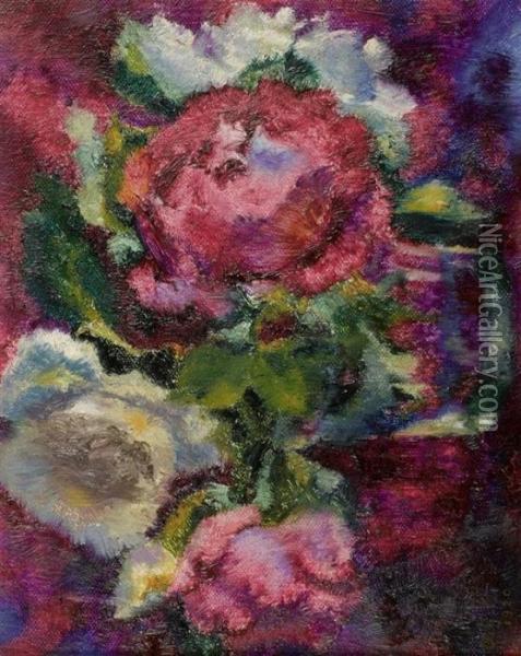 Blumen In Vase. 1920. Oil Painting - Augusto Giacometti