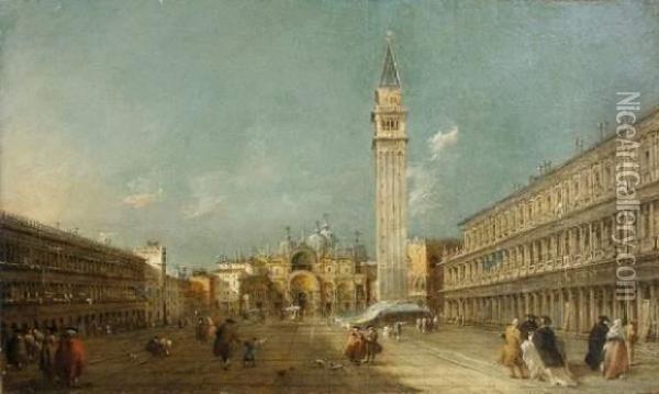 Piazza S. Marco Con Basilica E Campanile Oil Painting - Francesco Guardi