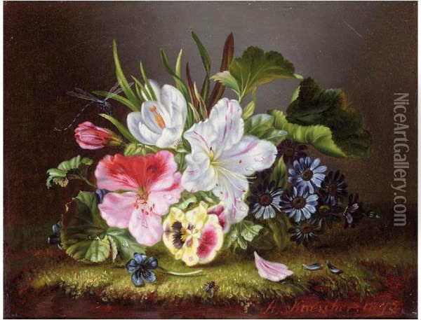 Still Life Of Flowers Oil Painting - Kaercher Amalie