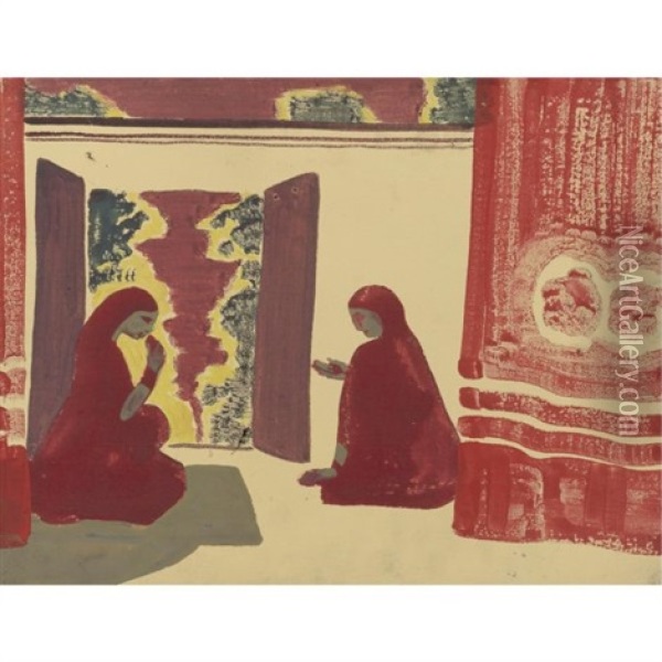 A Persian Theatre (sketch) Oil Painting - Nikolai Konstantinovich Roerich