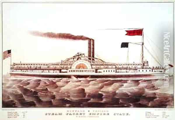 Buffalo and Chicago Steam Packet Empire State Oil Painting - Currier