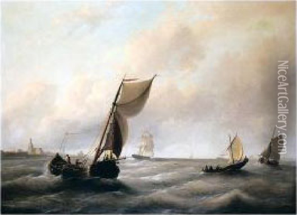 Shipping Off The Coast Oil Painting - Christiaan Cornelis Kannemans