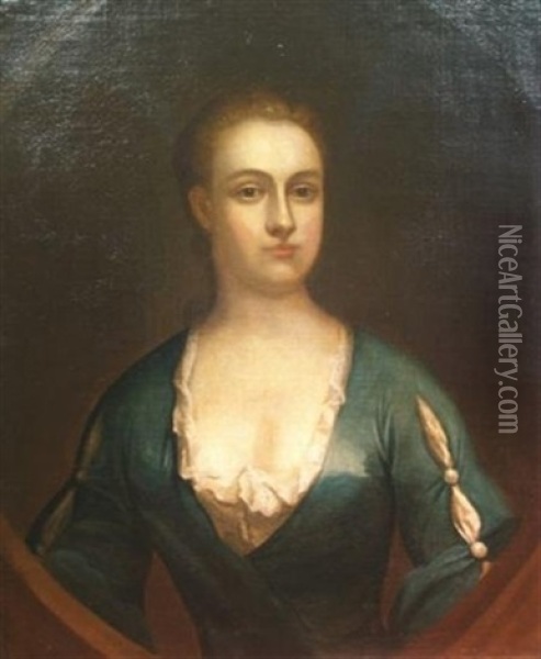 Portrait Of A Lady In A Painted Cartouche (mrs. Clark?) Oil Painting - John Smibert