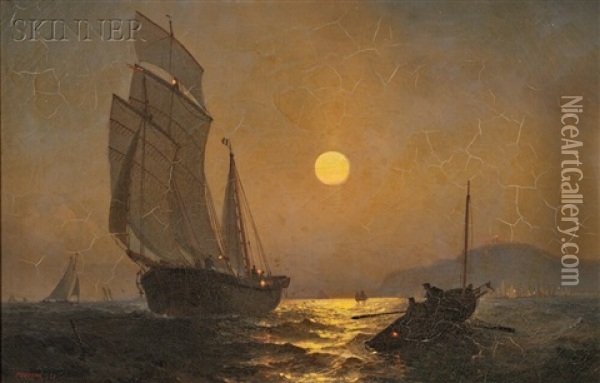 Moonlight, Cape La Heve, France Oil Painting - Julian O. Davidson