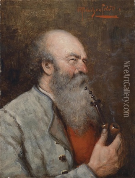 Bartiger Mann Mit Pfeife Oil Painting - Alois Heinrich Priechenfried