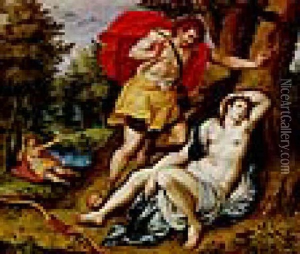 Mythologische Szene Oil Painting - Hendrick De Clerck