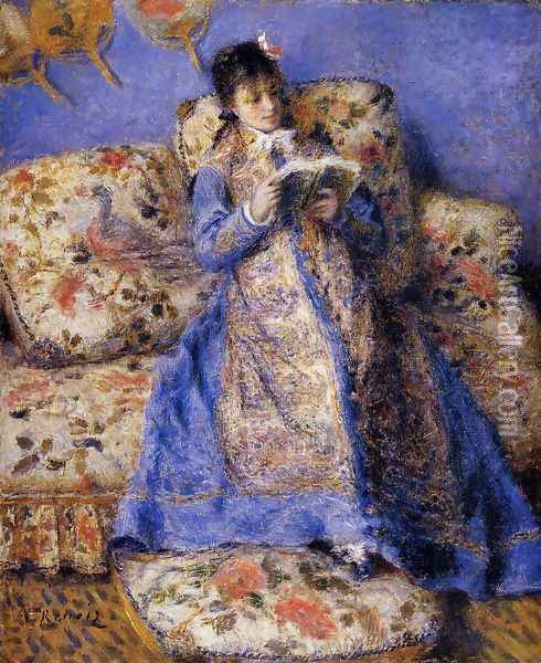 Camille Monet Reading Oil Painting - Pierre Auguste Renoir