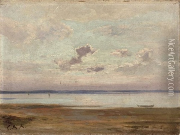 Barque Sur Le Bassin D'arcachon Oil Painting - Louis-Auguste Auguin