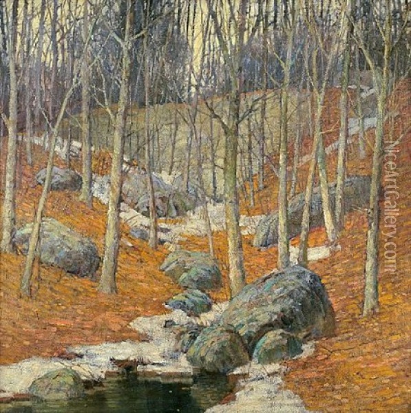 Winter Near Gloucester, Massachusetts Oil Painting - Frederick J. Mulhaupt