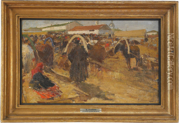Market In Nizny Novgorod Oil Painting - Mikhail Filippovich Ivanov