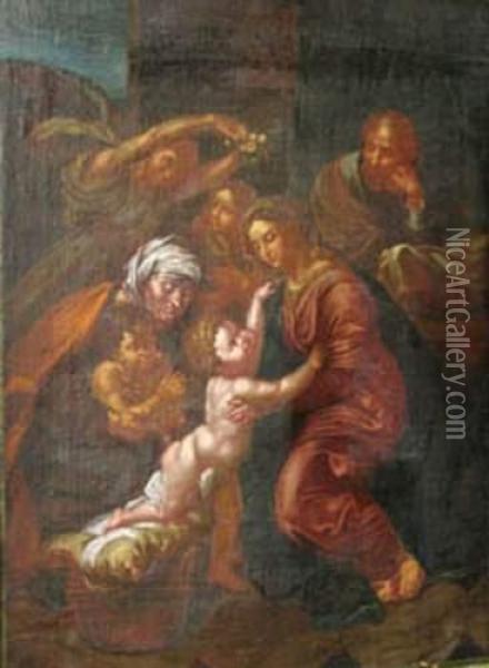 Holy Family Oil Painting - Raphael (Raffaello Sanzio of Urbino)