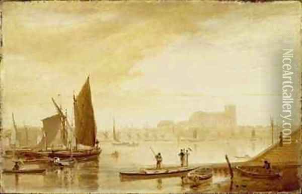 Westminster Bridge and Abbey Oil Painting - William Daniell RA