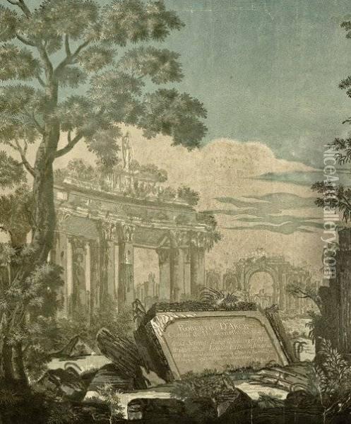 Heroische Landschaft Mit Antiken Ruinen Und Einer Widmung Anrobert D'arcy Oil Painting - John Baptist Jackson Of Batersea