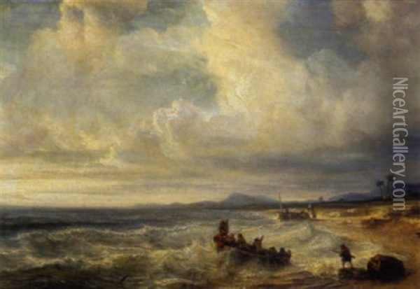 Strand Bei Sturmischer See Oil Painting - Baron Jean Antoine Theodore Gudin