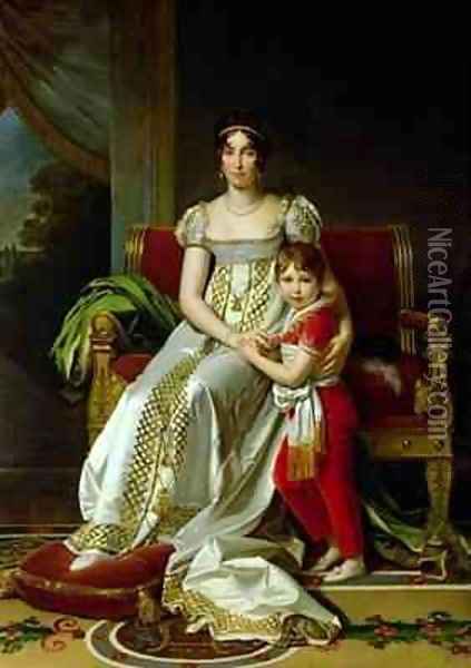 Hortense de Beauharnais 1783-1837 Queen of Holland and her Son Napoleon Charles Bonaparte 1802-07 Oil Painting - Baron Francois Gerard
