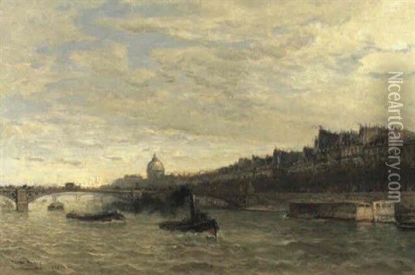 La Seine Et Le Pont Du Carroussel Oil Painting - Frank Myers Boggs