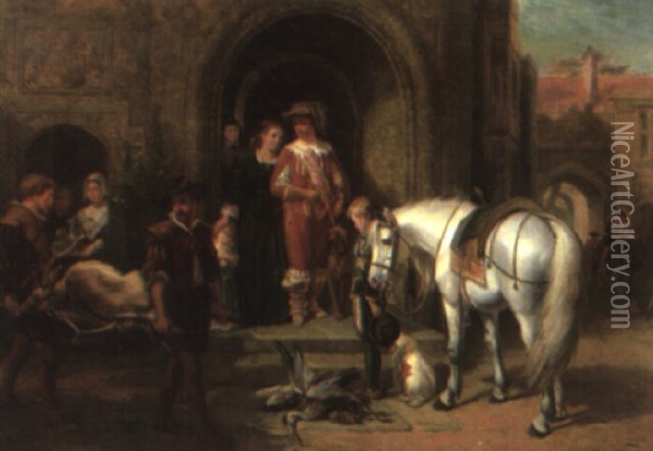 Return Of The Hunt Oil Painting - George Earl