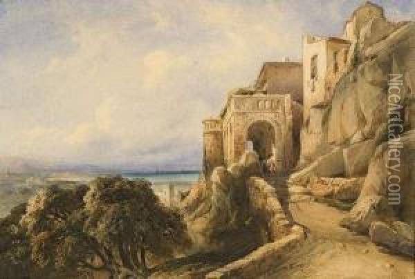 Paysage Mediterraneen. Oil Painting - Vincent Courdouan