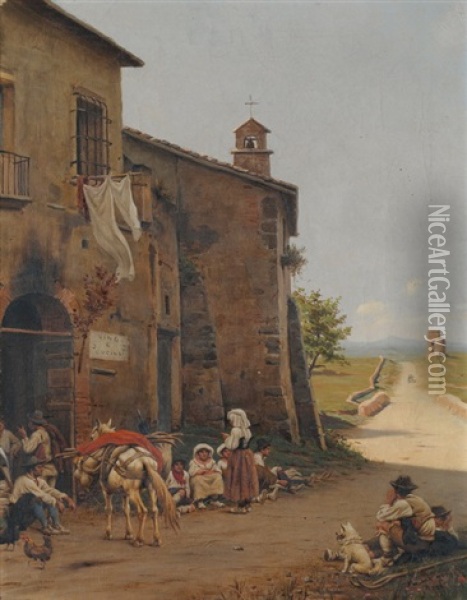 Italienische Landschaft Mit Rastenden Oil Painting - Evert Louis van Muyden