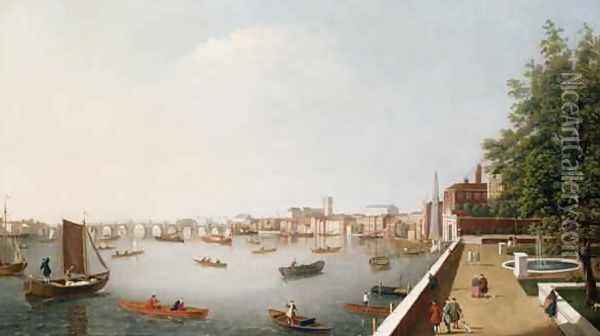 View of the River Thames from the Adelphi Terrace Oil Painting - William James