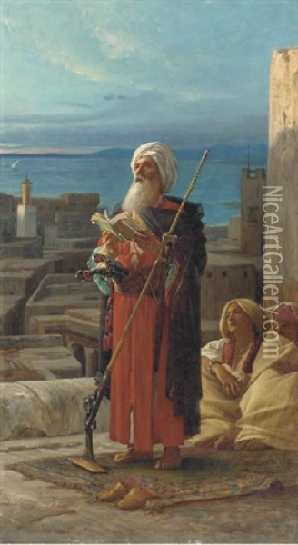 La Priere Du Soir A Tanger Oil Painting - Jean Jules Antoine Lecomte Du Nouey