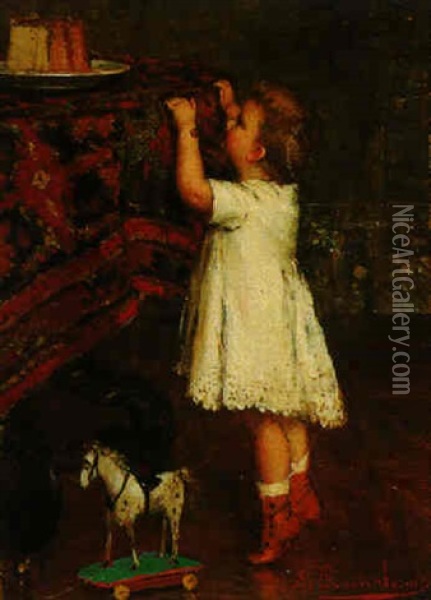 Girl Reaching For A Cake Oil Painting - Albert Roosenboom