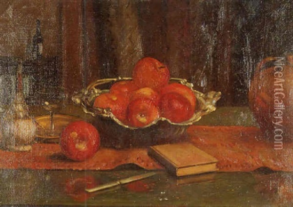 Still Life With Fruit Oil Painting - Cornelius H. Hankins