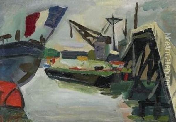 Arnaud Le Port De Sete, 1948 Oil Painting - Jacques Antoine Arlaud