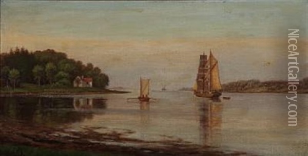 Coastal Scenes From Svendborgsund, Denmark (+ Another; Pair) Oil Painting - Christian Bernh. Severin Berthelsen
