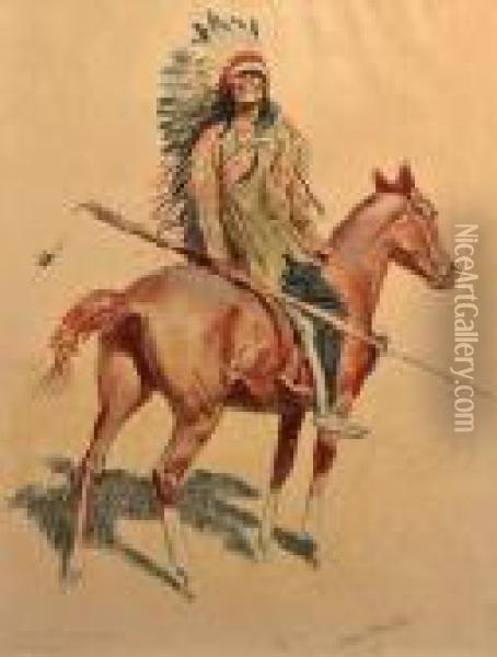 A Sioux Chief Oil Painting - Frederic Remington