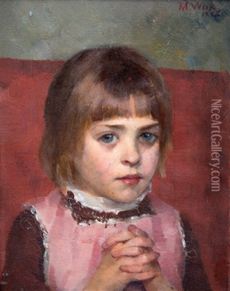 Young Girl Oil Painting - Maria Wiik