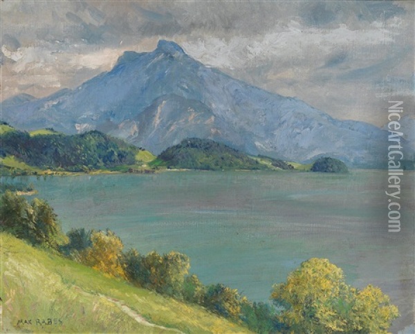 View Of The Mondsee Oil Painting - Max Friedrich Rabes