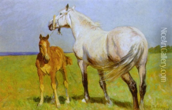 Hest Med Fol Oil Painting - Vilhelm Theodor Fischer
