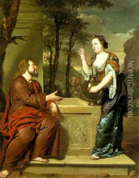 Christ And The Woman Of Samaria Oil Painting - Jan Van Mieris
