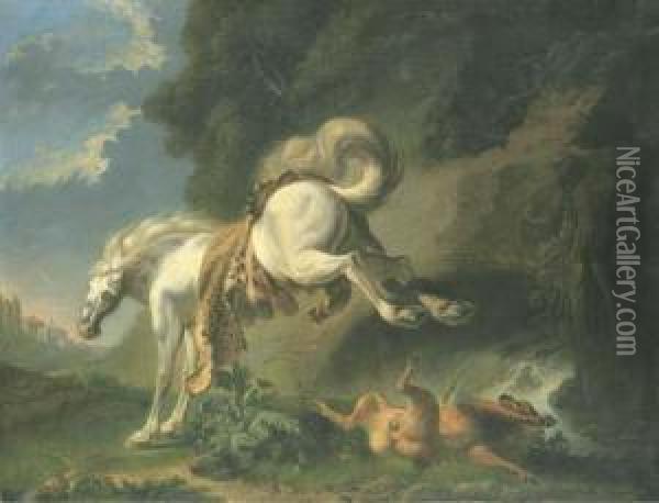 Le Cheval Et Le Loup Oil Painting - Jean Jacques Bachelier