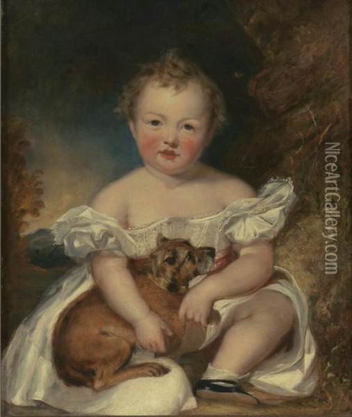Portrait Of Master Stanhope And His Dog Oil Painting - George Henry Harlow