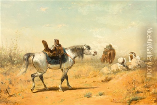 Rast In Arabischer Steppe Oil Painting - Adolf Schreyer