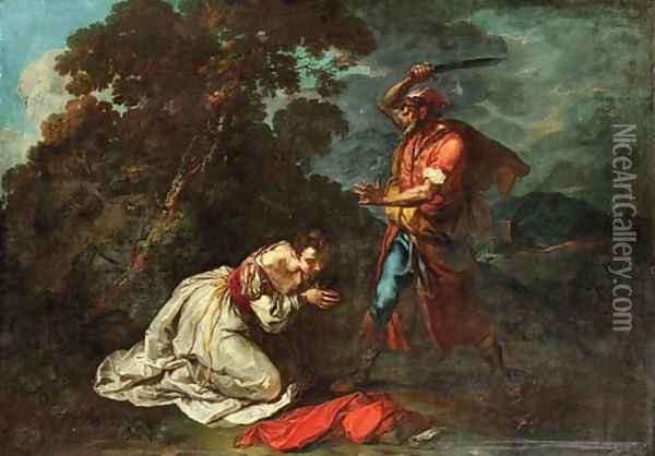 The beheading of a female saint Oil Painting - Genoese School