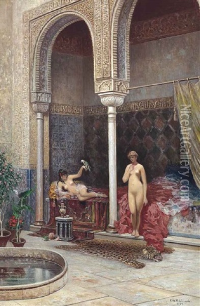 Odalisques In The Harem Oil Painting - Frans Wilhelm Odelmark