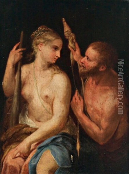 Herkules Und Omphale Oil Painting - Martin Johann (Kremser Schmidt) Schmidt