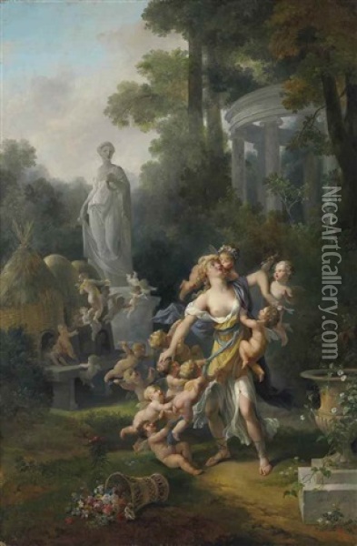 The Hives Of Cupids Oil Painting - Jean-Frederic Schall