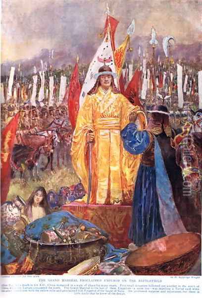 The Grand Marshal Proclaimed Emperor on the Battlefield, illustration from Hutchinsons History of the Nations, c.1920 Oil Painting - H. Sepping Wright