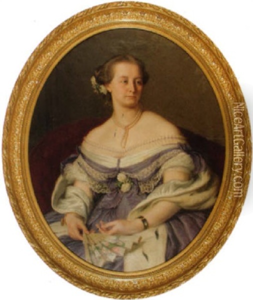 Portrat Einer Jungen Dame Oil Painting - Emile Bourcart