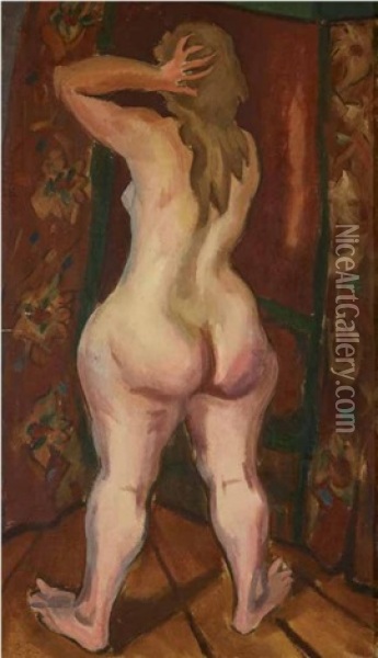 Weiblicher Ruckenakt; Verso: Frauenakt (ilse) Oil Painting - Rudolf Wacker