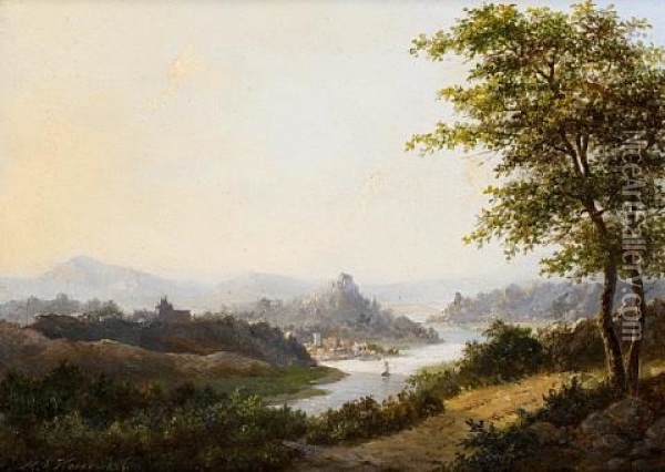 A View Of The Rhine Oil Painting - Marinus Adrianus Koekkoek